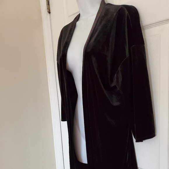 Velvet Cardigan Open Robe - Picture 2 of 3